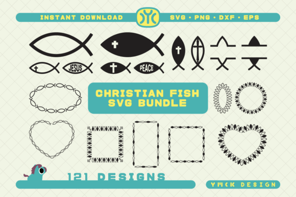 Christian Fish SVG Bundle 121 Designs for Crafts
