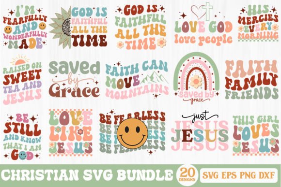 Christian Quotes Retro SVG Bundle for Crafts