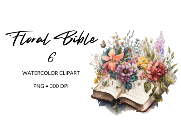 Christian Watercolor Bible Flowers 6 Illustrations