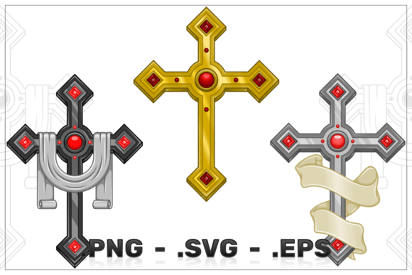 Design of Christian Cross With Ribbon Illustration Review