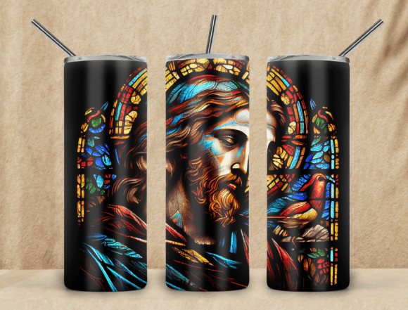 Stained Glass Jesus 20oz Tumbler PNG Tumbler Wraps